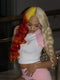 Dorsanee Split Dye Half Blonde Half Ombre Yellow Hot Red13x4 Lace Front Virgin Human Hair Wig