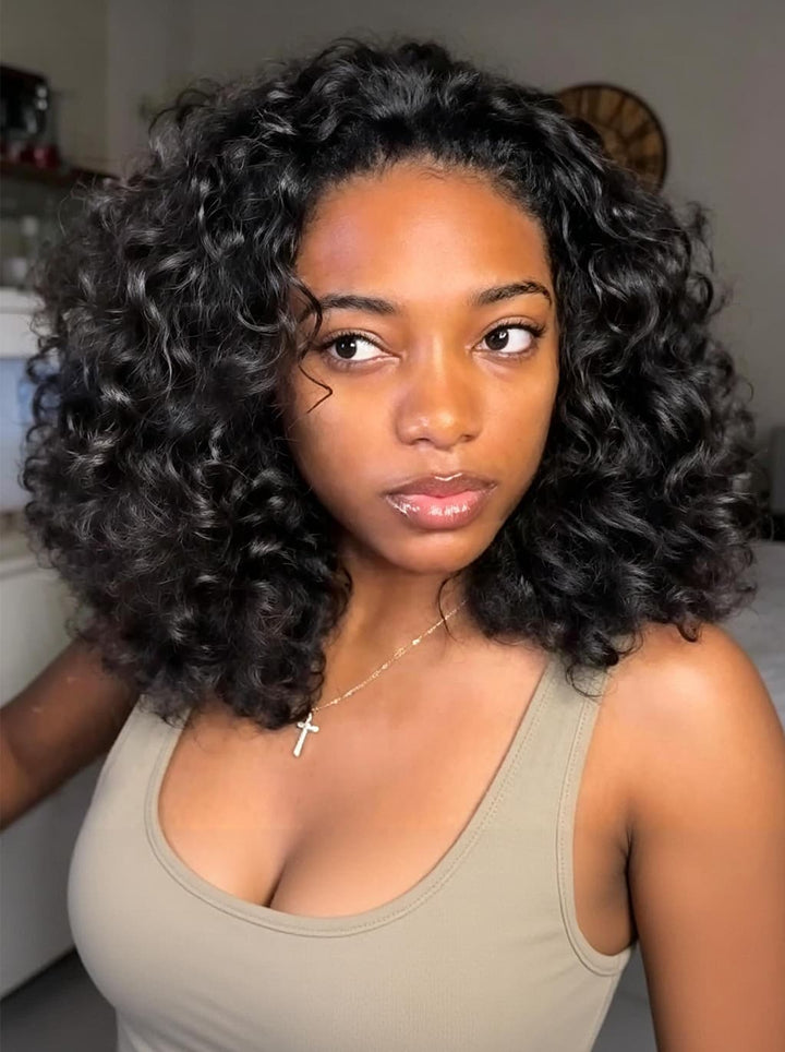 Dorsanee Springy Corkscrew Defined Curls Short Bob 13x4 Lace Frontal Human Hair Wigs