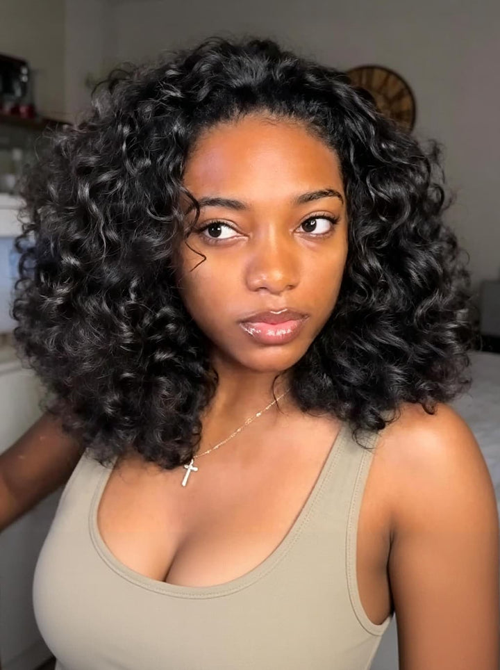 Dorsanee Springy Corkscrew Defined Curls Short Bob 13x4 Lace Frontal Human Hair Wigs