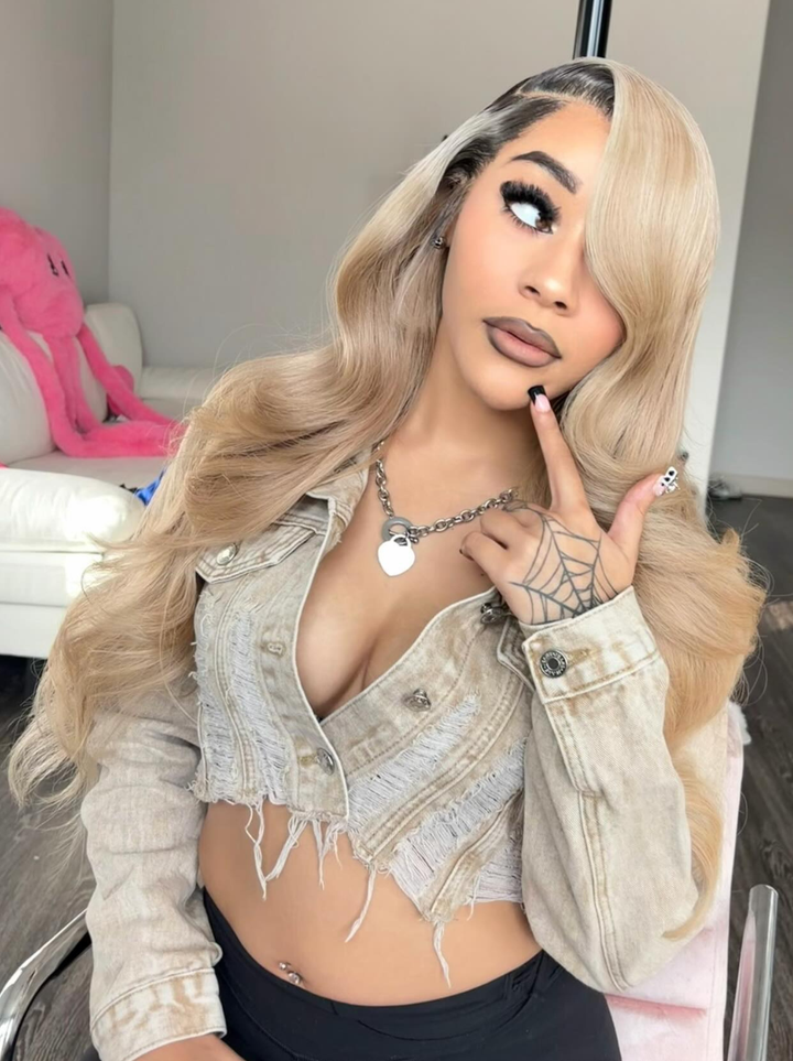 Dorsanee Strawberry Ash Blonde With Dark Roots 13x4 Lace Front Remy Human Hair Wigs