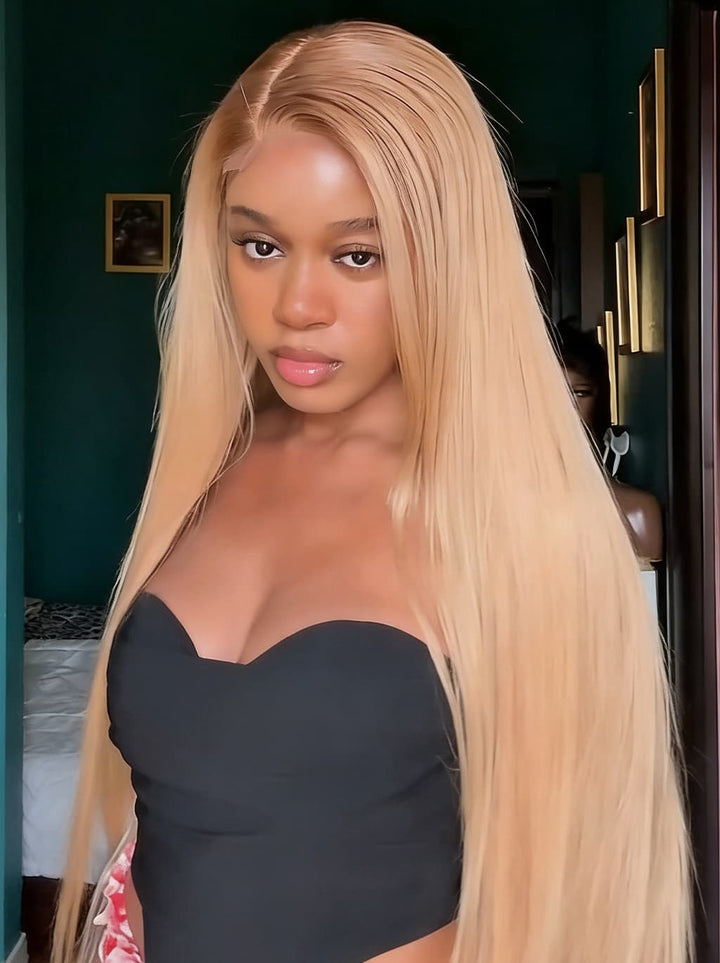 Dorsanee Strawberry Honey Blonde Bone Straight 13x4 Lace Front Remy Human Hair Wigs
