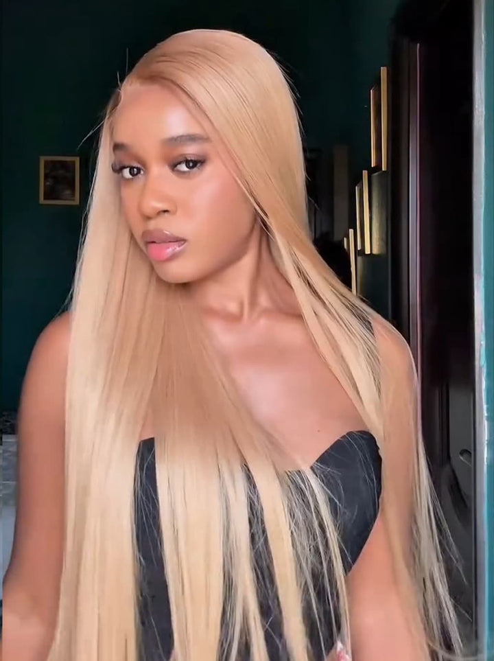 Dorsanee Strawberry Honey Blonde Bone Straight 13x4 Lace Front Remy Human Hair Wigs
