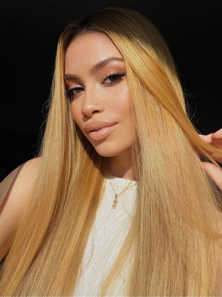 Dorsanee Sun-Kissed Golden Honey Blonde Bone Straight 13X4 Lace Front Human Hair Wigs