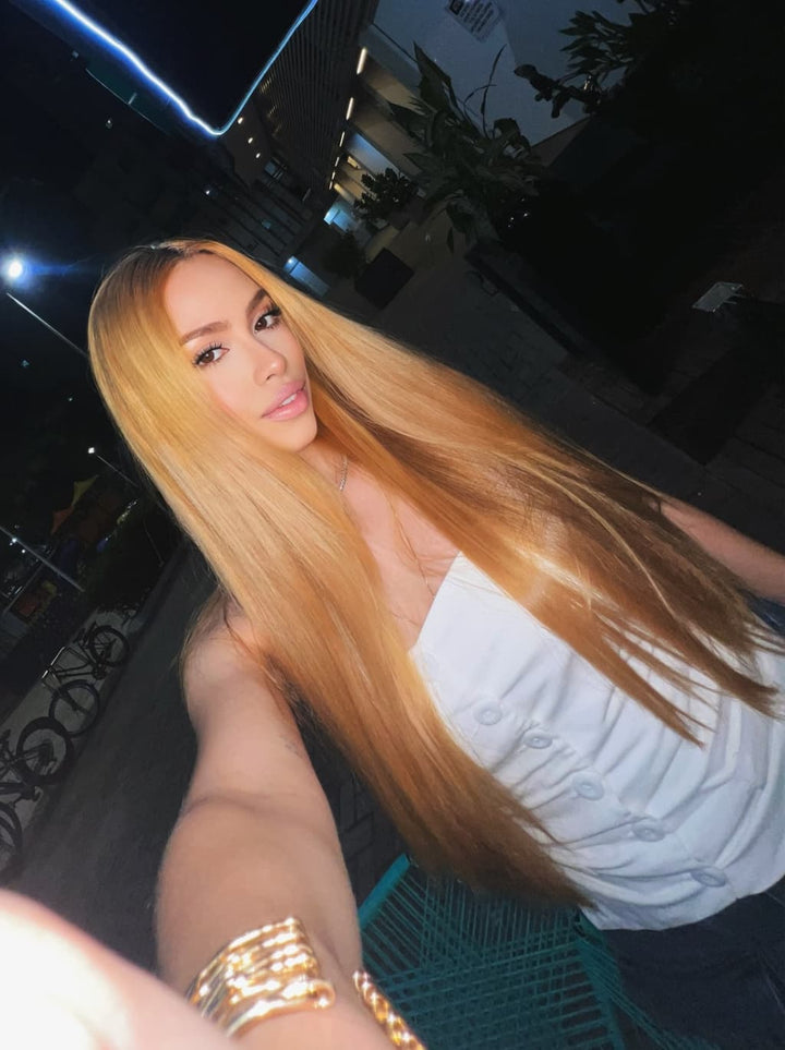 Dorsanee Sun-Kissed Golden Honey Blonde Bone Straight 13X4 Lace Front Human Hair Wigs