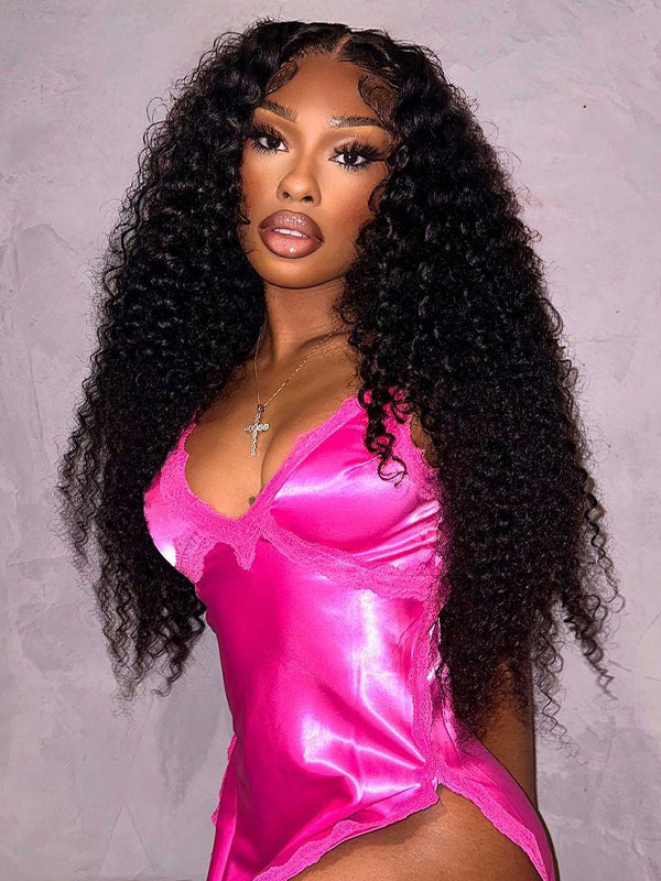 Transparent Curly Wig 13X4 Lace Front Wig 180% Density Human Wig Natural Hairline With Baby Hair