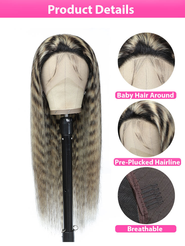  Dorsanee Hair Unique Leopard Print Straight Lace Frontal Wig 200% Density 100% Human Hair Wigs