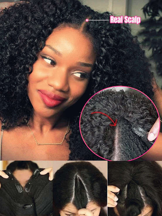 Dorsanee Kinky Curly No Lace No Glue V Part Wig Affordable Wigs For Women Beginner Friendly Wear and Go