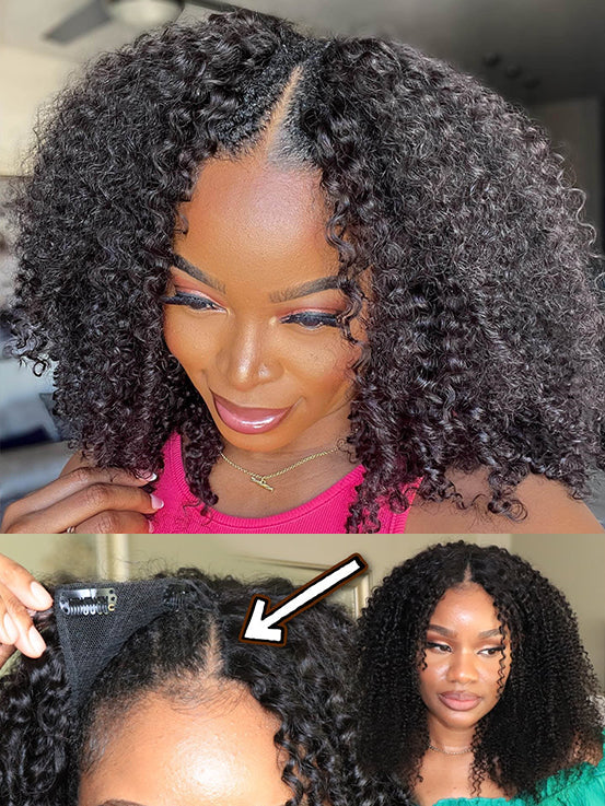 Dorsanee Kinky Curly No Lace No Glue V Part Wig Affordable Wigs For Women Beginner Friendly Wear and Go