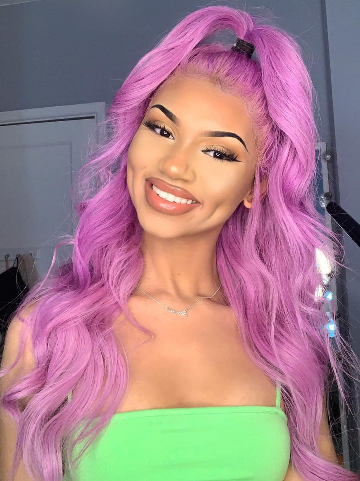 Dorsanee Vibrant Bubblegum Cotton Candy Fuchsia Pink 13x4 Lace Front Human Hair Wig