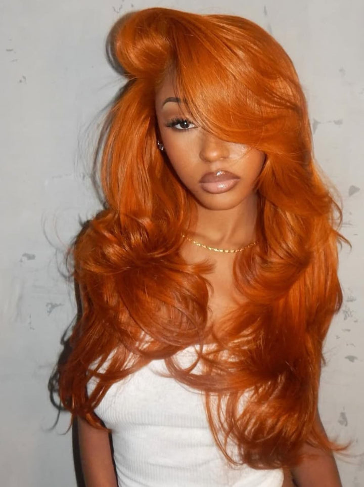Dorsanee Vibrant Pumpkin Copper Orange 13x4 Lace Front Virgin Human Hair Wig
