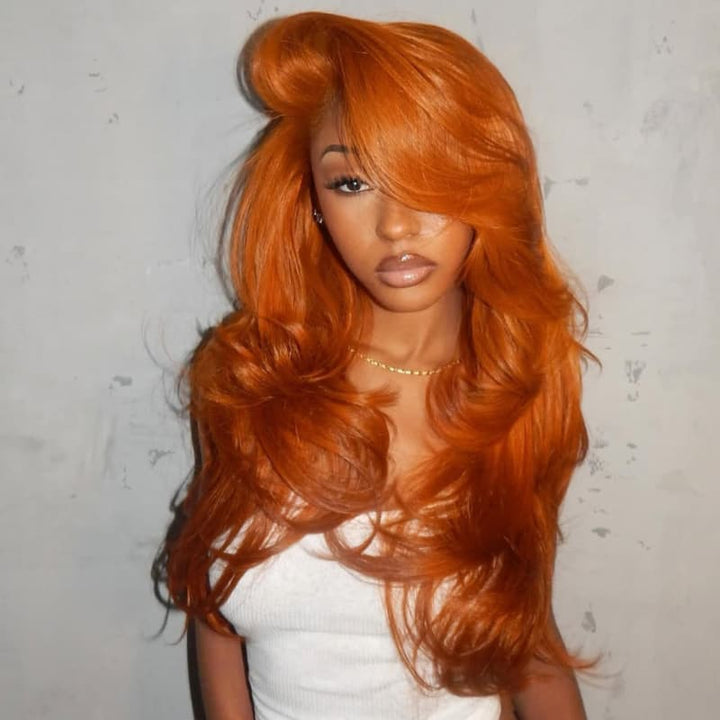 Dorsanee Vibrant Pumpkin Copper Orange 13x4 Lace Front Virgin Human Hair Wig
