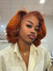 Dorsanee Vibrant Pumpkin Copper Orange Short Bob Body Wave Curls 13x4 Lace Front Human Hair Wig