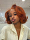 Dorsanee Vibrant Pumpkin Copper Orange Short Bob Body Wave Curls 13x4 Lace Front Human Hair Wig