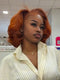 Dorsanee Vibrant Pumpkin Copper Orange Short Bob Body Wave Curls 13x4 Lace Front Human Hair Wig