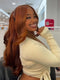 Dorsanee Vibrant Pumpkin Copper Orange Short Bob Body Wave Curls 13x4 Lace Front Human Hair Wig