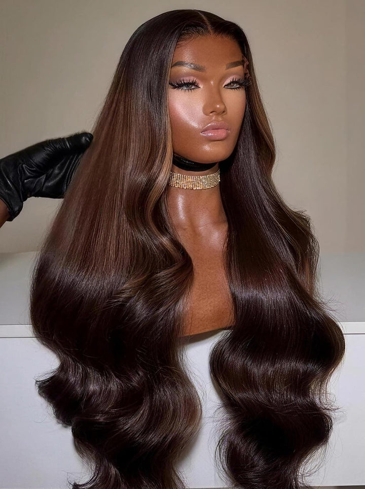 Dorsanee Vietnamese Brown Bone Straight 13x4 Lace Front Human Hair Wigs