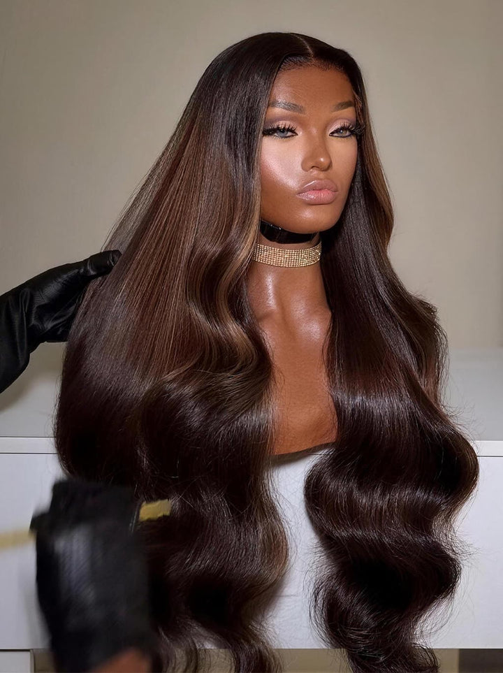 Dorsanee Vietnamese Brown Bone Straight 13x4 Lace Front Human Hair Wigs