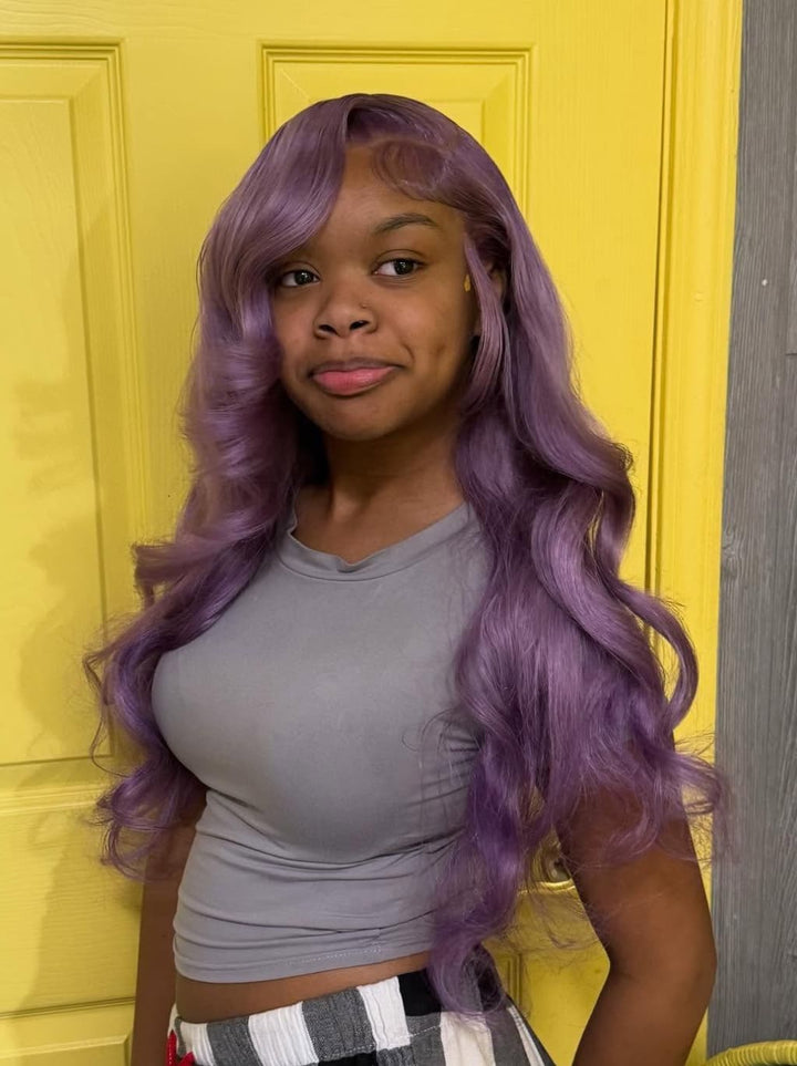 Dorsanee Violet Lavender Purple 13X4 Lace Front Human Hair Wigs 200 Density