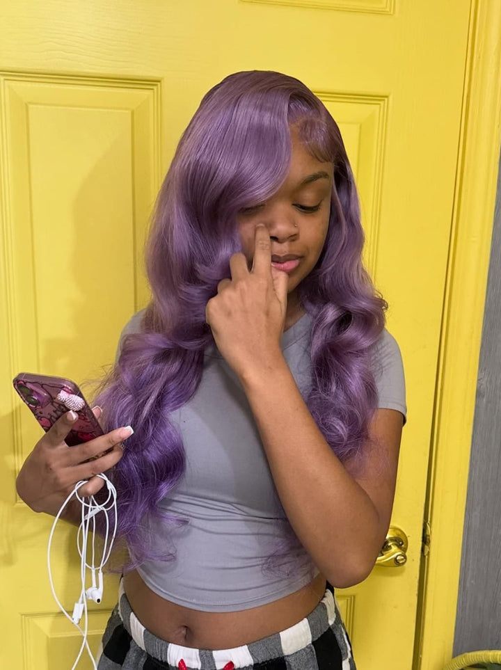 Dorsanee Violet Lavender Purple 13X4 Lace Front Human Hair Wigs 200 Density