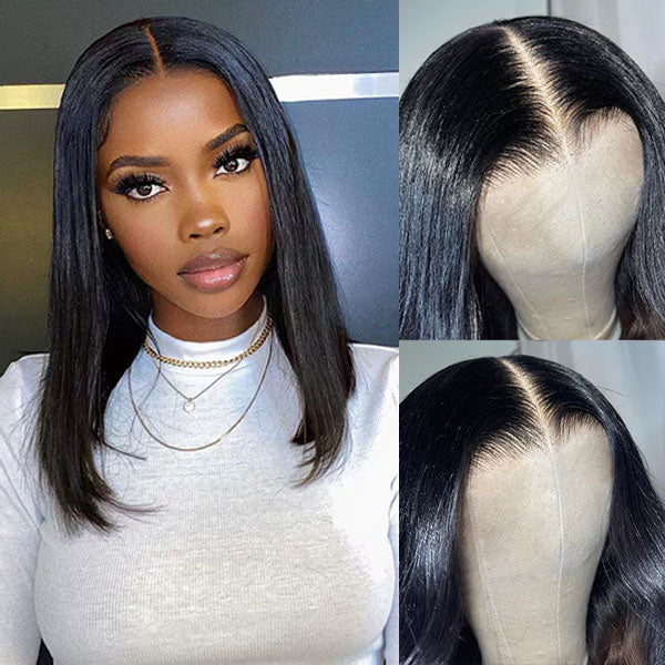 Silky Straight Wear Go Glueless Bob Wigs Pre Cut HD Lace Closure Wigs