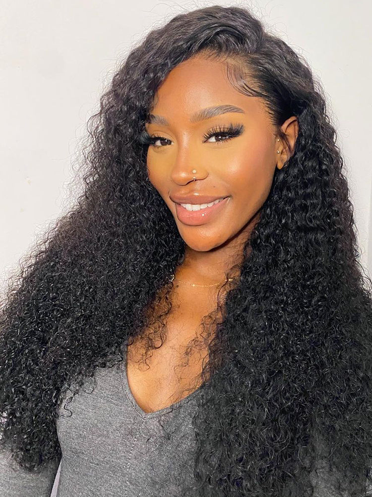 Virgin Curly Hair 13x4 HD Transparent Lace Front Wigs For Women