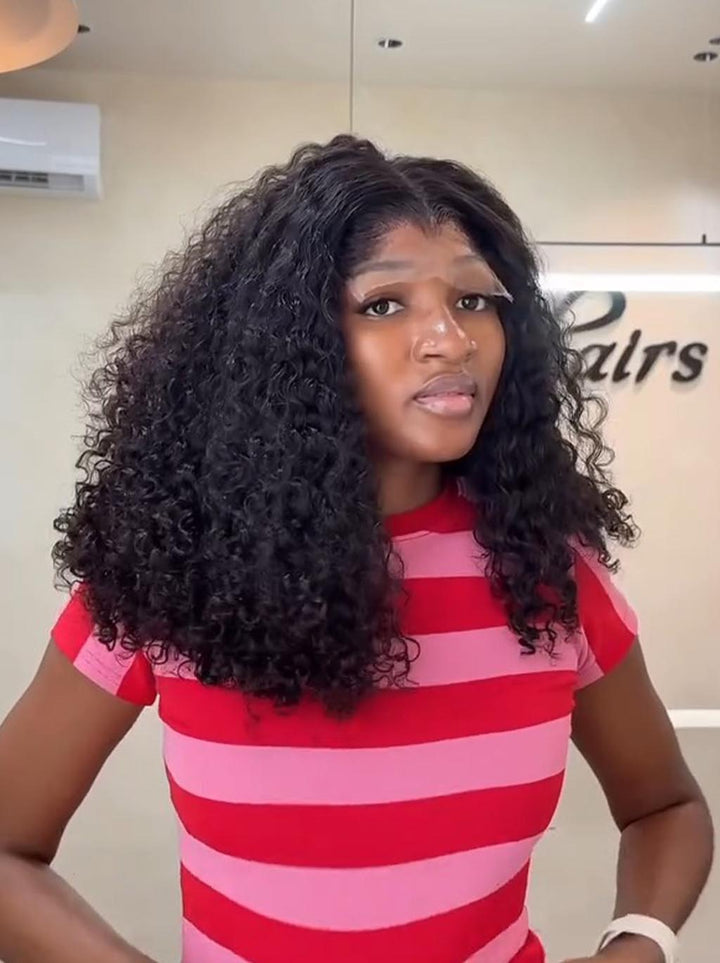 Dorsanee Voluminous Kinky Curly Shoulder Length Short Bob 13x4 Lace Front Human Hair Wigs
