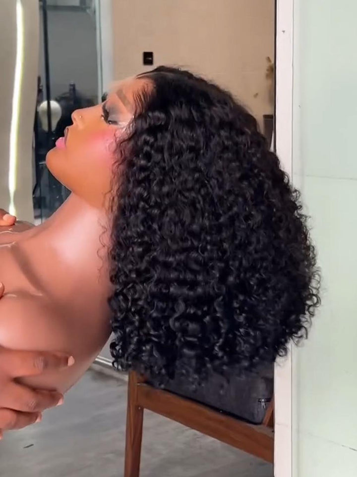 Dorsanee Voluminous Kinky Curly Shoulder Length Short Bob 13x4 Lace Front Human Hair Wigs