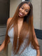 Dorsanee Warm Chestnut Brown with Dark Roots Bone Straight 13X4 Lace Front Human Hair Wigs 250 300 Density