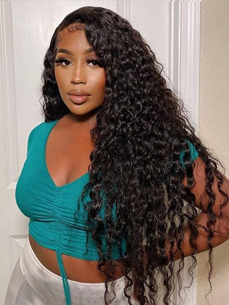 Water Wave HD Lace Front Wigs Put On and Go Glueless Wigs Human Hair Pre Plucked