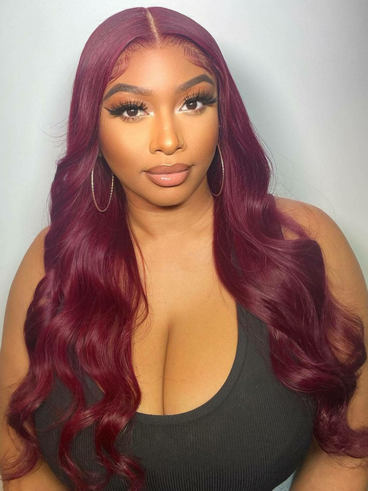 Dorsanee 99j Colored 13x4 5x5 HD Lace Frontal Closure Body Wave Wigs Human Hair Wigs
