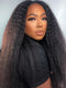 Yaki_Straight_V_Part_Wig None Lace Front Wig Middle Part Brazilian Hair Clip in Half Wig
