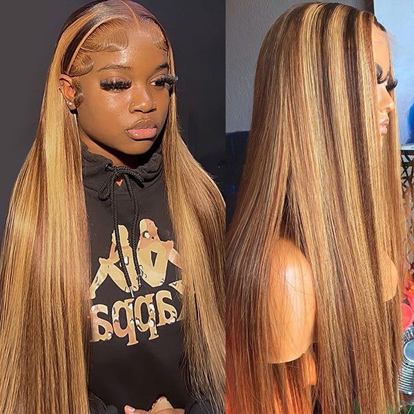 Two Wigs = $319 | 22" #P4/27 Highlight 13x4 Lace Front Straight Wig +22" #27 Honey Blonde 13x4 Lace Front Straight Wig