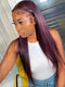 Dorsanee Dark Purple Plum Color Wigs Straight 13x4 Transparent Lace Frontal Wigs Preplucked Human Hair Wigs