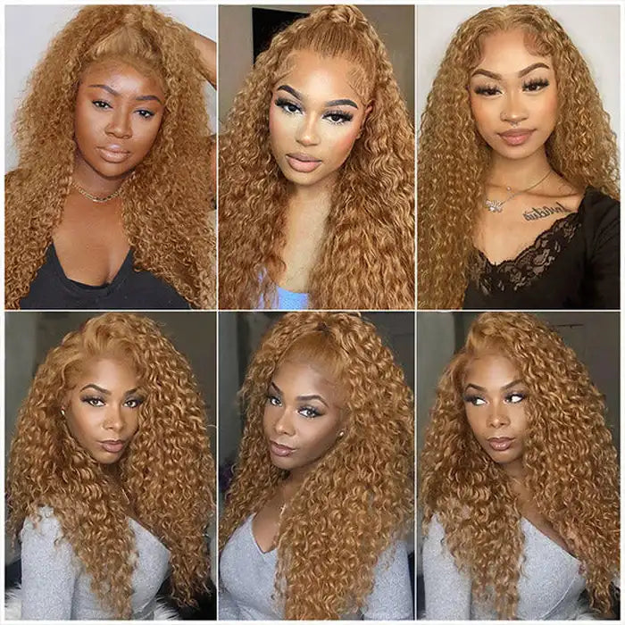 Dorsanee Hair 13x4 #27 honey blonde transparent lace deep wave wig for black girl