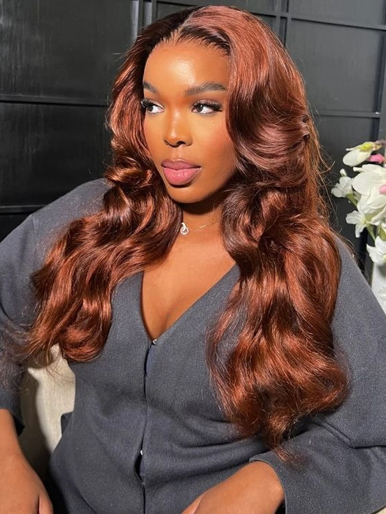 Reddish Brown Body Wave #33 Auburn Color 13x4 Lace Frontal/5x5 HD Lace Closure Wig Human Hair Wigs