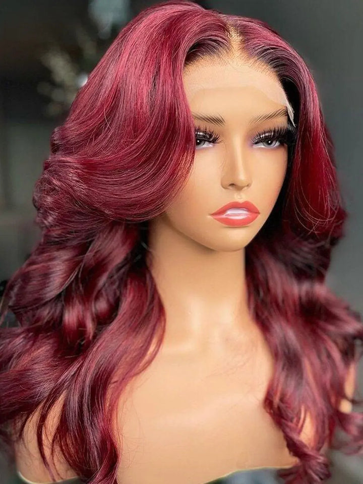 Body Wave Wig Burgundy Lace Front Wig 13x4 HD Lace Frontal Wigs Colored Wig