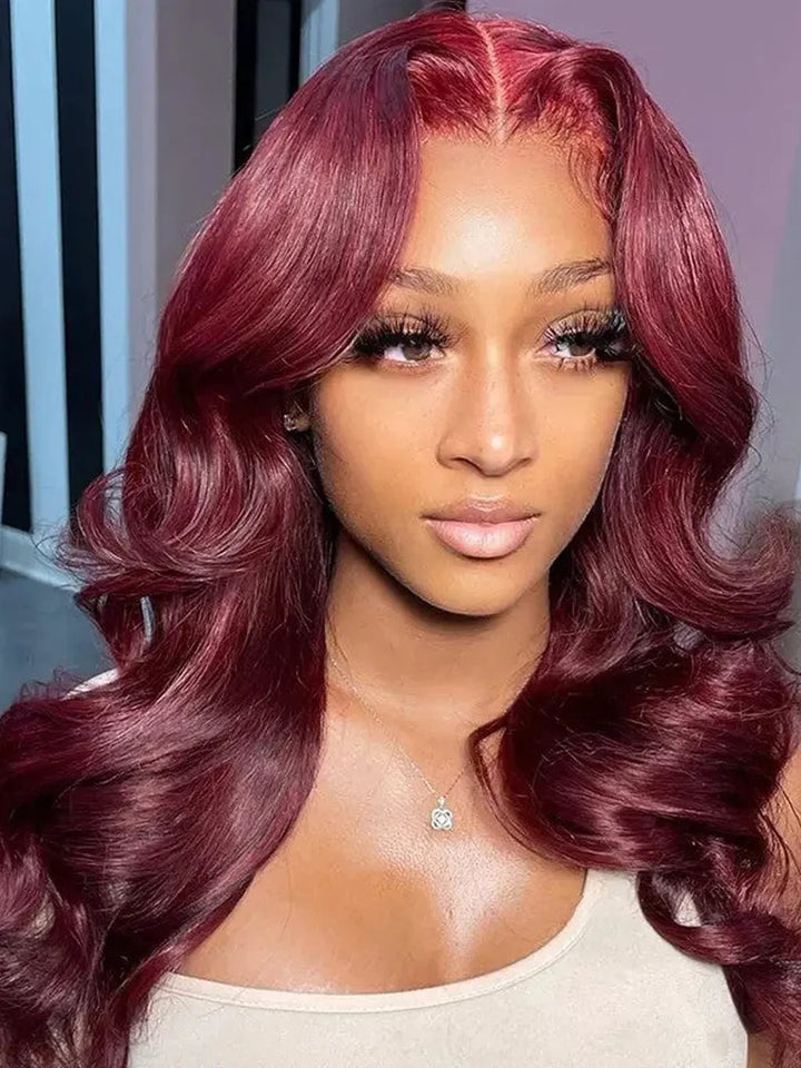 Body Wave Wig Burgundy Lace Front Wig 13x4 HD Lace Frontal Wig Colored Wigs