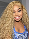 Dorsanee 250 Density Honey Blonde #27 Jerry Curly Hair 13x4 Lace Front Virgin Human Hair Wig