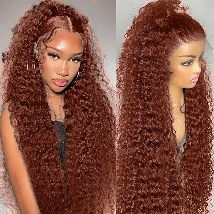 Dorsanee Hair Glueless Reddish Brown Water Wave Wear Go Pre Cut Lace Wigs For Black Women-Wigs Under $100