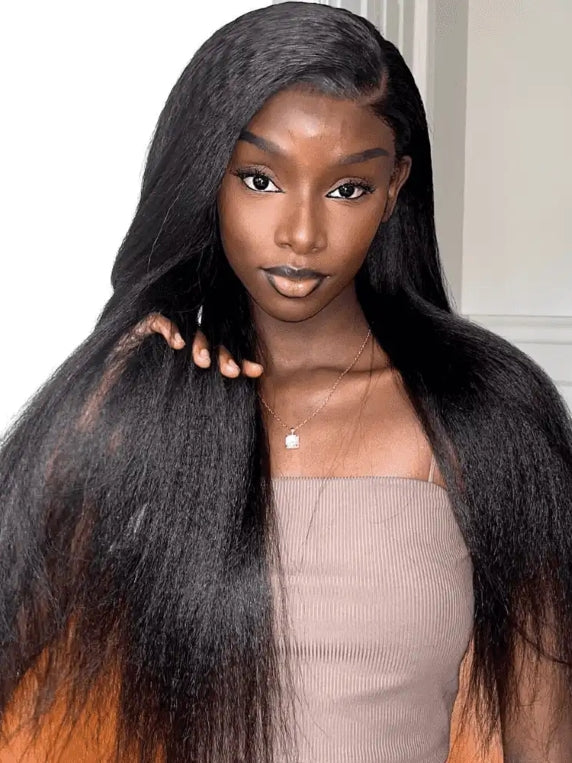 Dorsanee 5x5 Pre Plucked HD Lace Closure Wigs Human Hair Kinky Straight Glueless Lace Wigs Realistic Look Natural Black Color