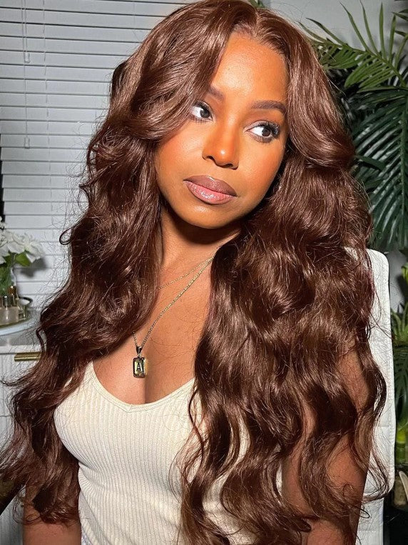 Chocolate Brown  Glueless #4 Colored 4x4/6x4 Pre-cut Lace Human Hair Wigs For Women