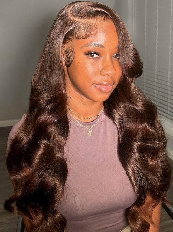 Brown #4 Colored Body Wave 13x4/5x5 HD Lace Front 100% Virgin Human Hair Wig
