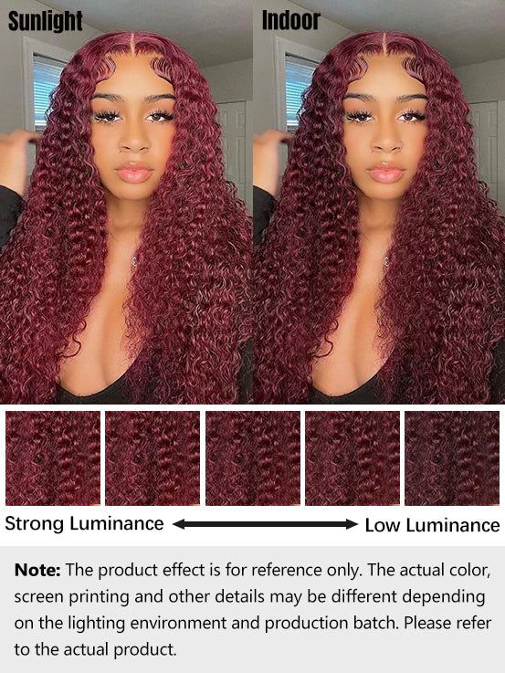 Dorsanee Hair Water Wave 99J Burgundy Color 13x4/5x5 HD Lace Front Wigs Human Hair Wig