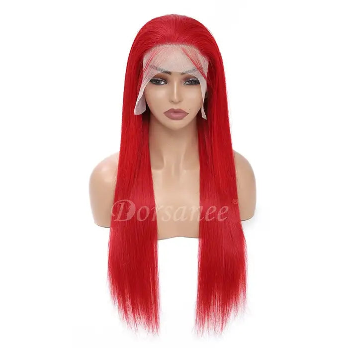 Dorsanee Hair Red 13x4 Lace Front Brazilian Straight Pre Plucked HD Transparent Lace Frontal Human Hair Wig