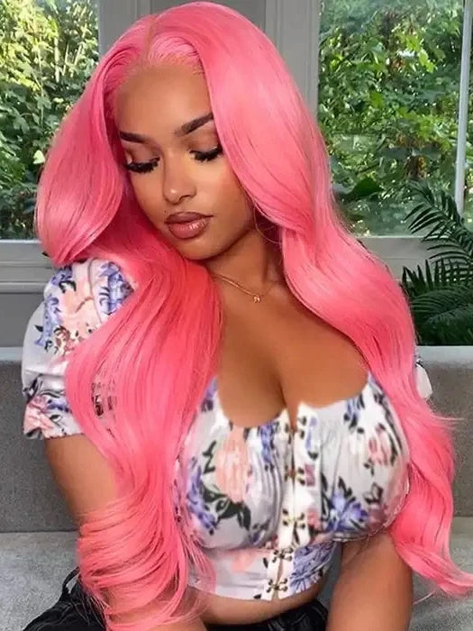 Dorsanee Pink 13x4 Lace Front Wig Body Wave Lace Frontal Brazilian 200% Density Human Hair Wig