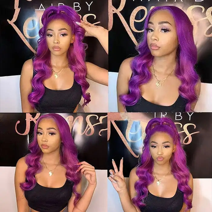 Dorsanee Hair Purple 13x4 Front Lace Wig Body Wavy Lace Front Brazilian Human Hair Wig