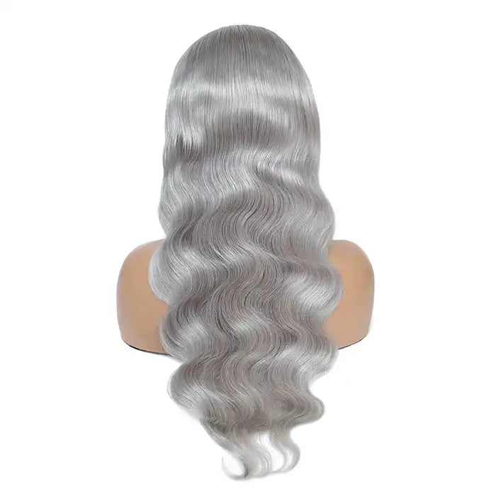 Dorsanee Hair Silver Gray Body Wave 13x4 HD Transparent Lace Frontal Wigs Human Hair Wigs