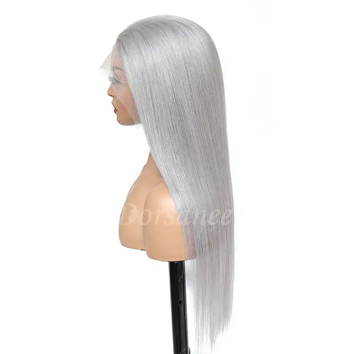 Dorsanee Hair Grey Colored 13x4 HD Lace Front Human Hair Wig Straight Brazilian Remy Hair