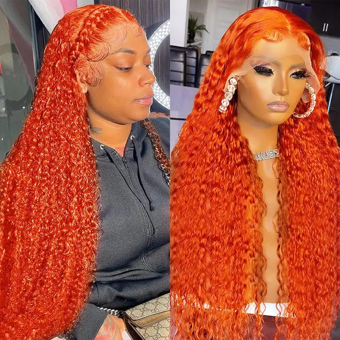 Dorsanee hair jerry curly orange ginger 5x5/13x4 HD lace front human hair wigs