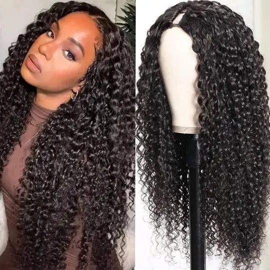 Dorsanee hair jerry curly U part human hair wigs for black girls